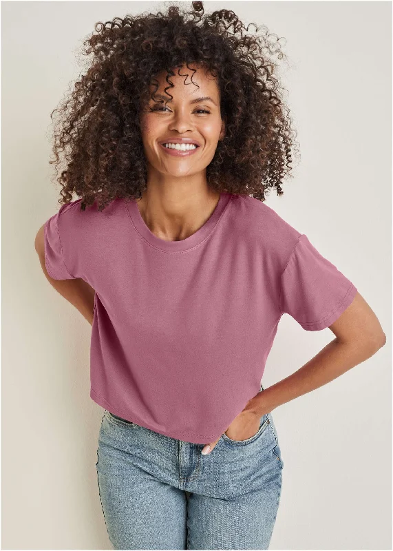 Crew Neck Tee - Heather Rose Athletic Women's High - 