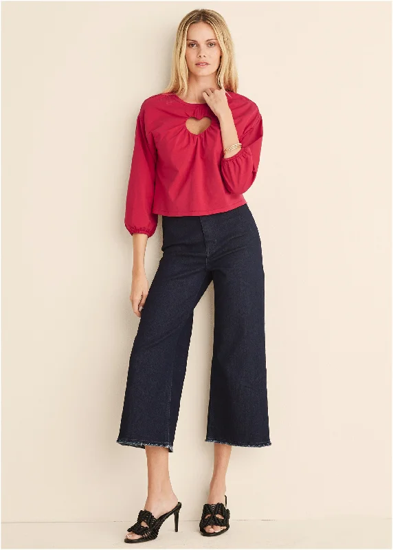 Cut-Out Heart Top - Red Vintage Women's 1970S 