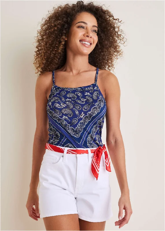 Bandana Print Tank - Bandana Blue Classic Women's Pin - striped
