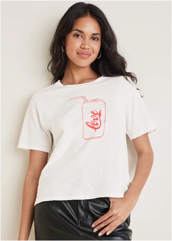 Can Of Love Graphic Tee - Off White Sophisticated Women's 