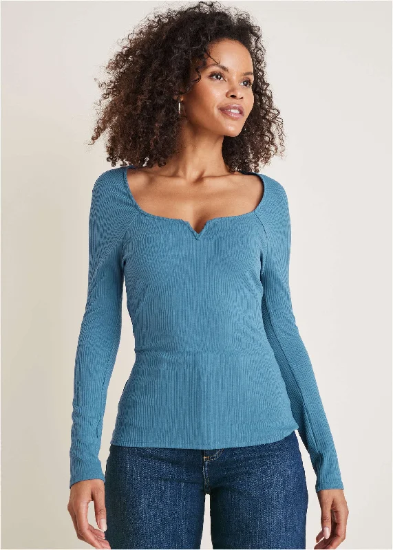 Deep Scoop Neck Ribbed Top - Niagara Youthful Women's Anime - inspired