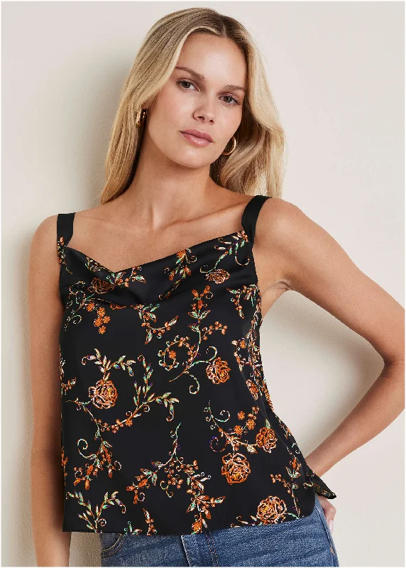 Cowl Neck Tank - Gothic Roses British Gentlewoman Style