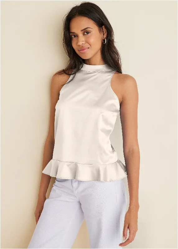 Peplum Top - Off White Traditional Women's 