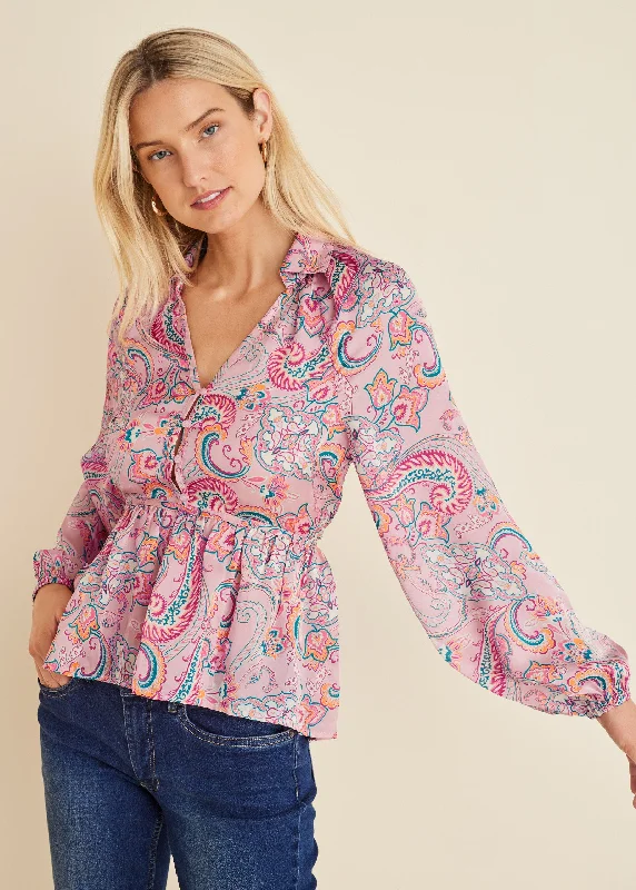 High-Low Blouse - Venetian Paisley Sporty Women's Athleisure 