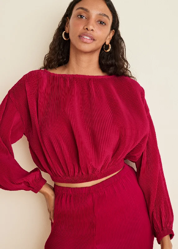 Plisse Billow Top - Red Disco