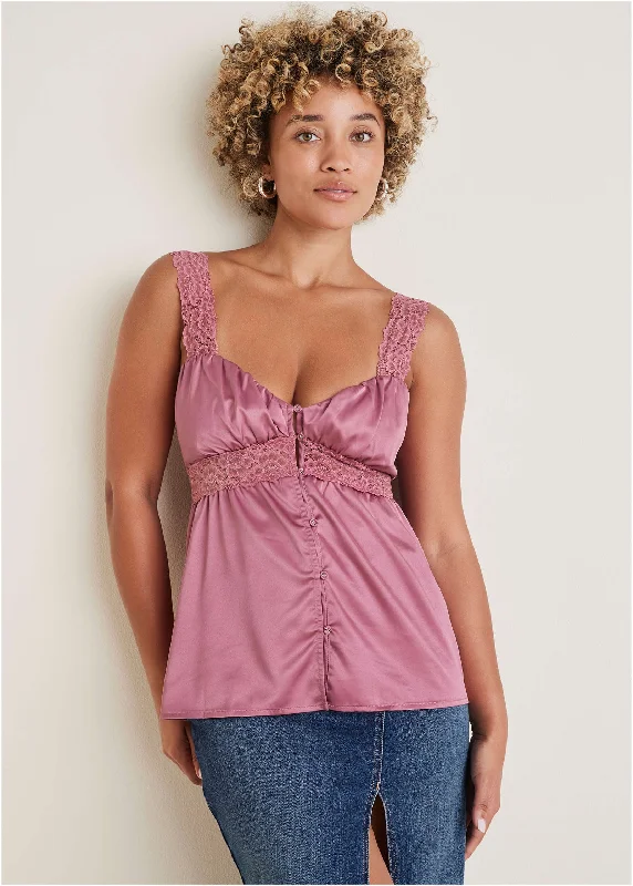 Satin Lace Cami - Heather Rose Sophisticated Women's 