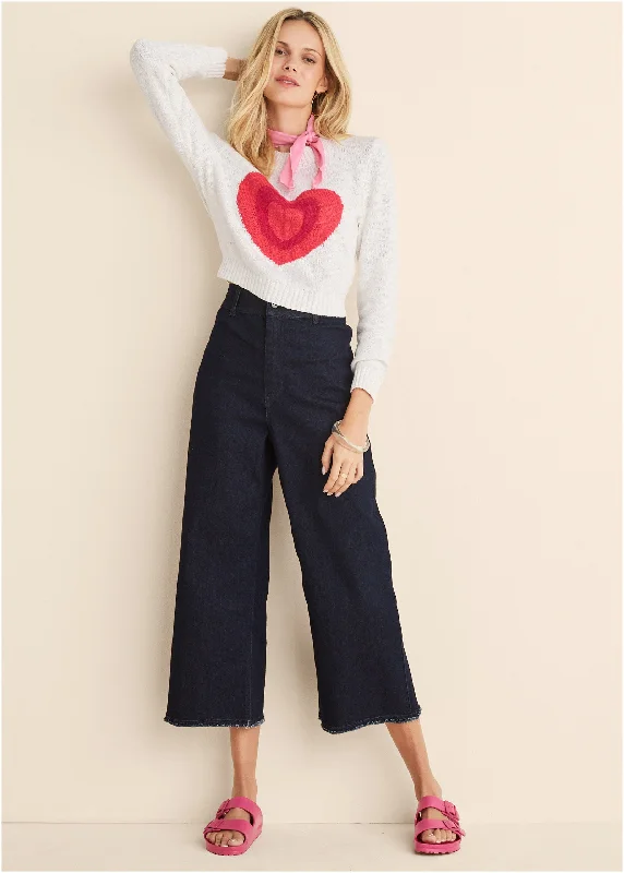 Slub Crew Neck Sweater - White Multi Sustainable Organic