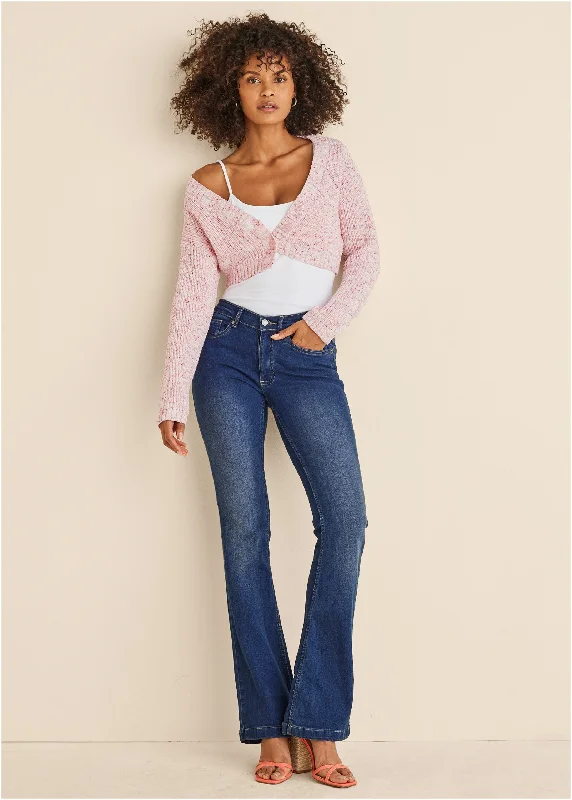 Marled Crop Cardigan - Coral Hip Women's Urban