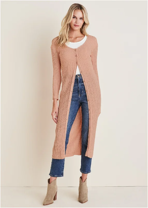Pointelle Duster - Evening Sand Cozy Women's Sherpa - lined